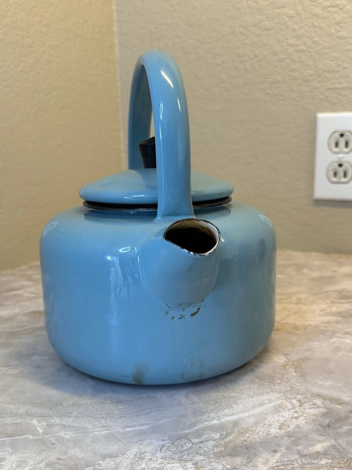 Aubecq Vintage Blue Enamel Teapot made in France | eBay