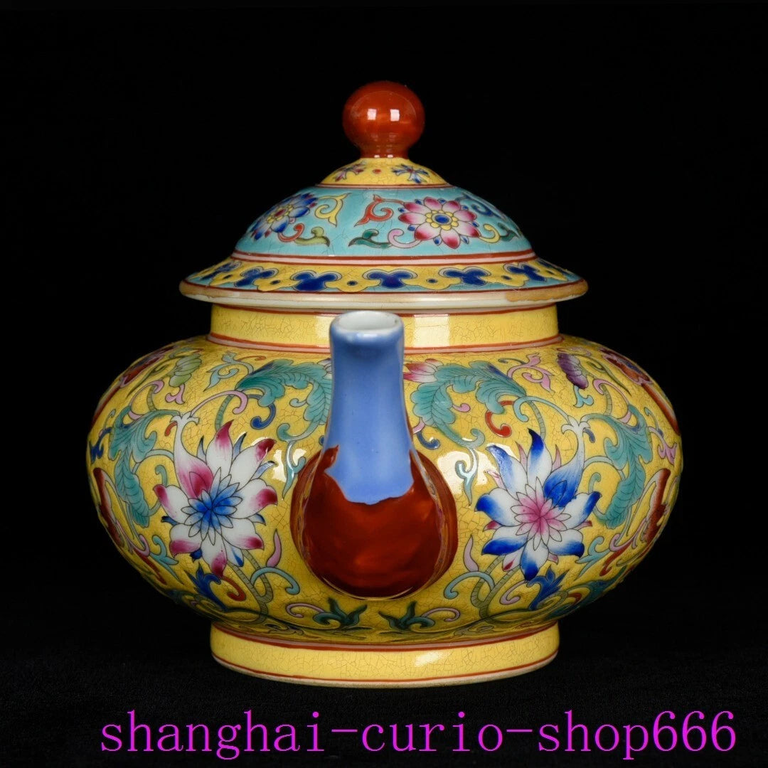 8"China Qing Dynasty Yongzheng enamel porcelain fushou ruyi grain Tea set Teapot | eBay