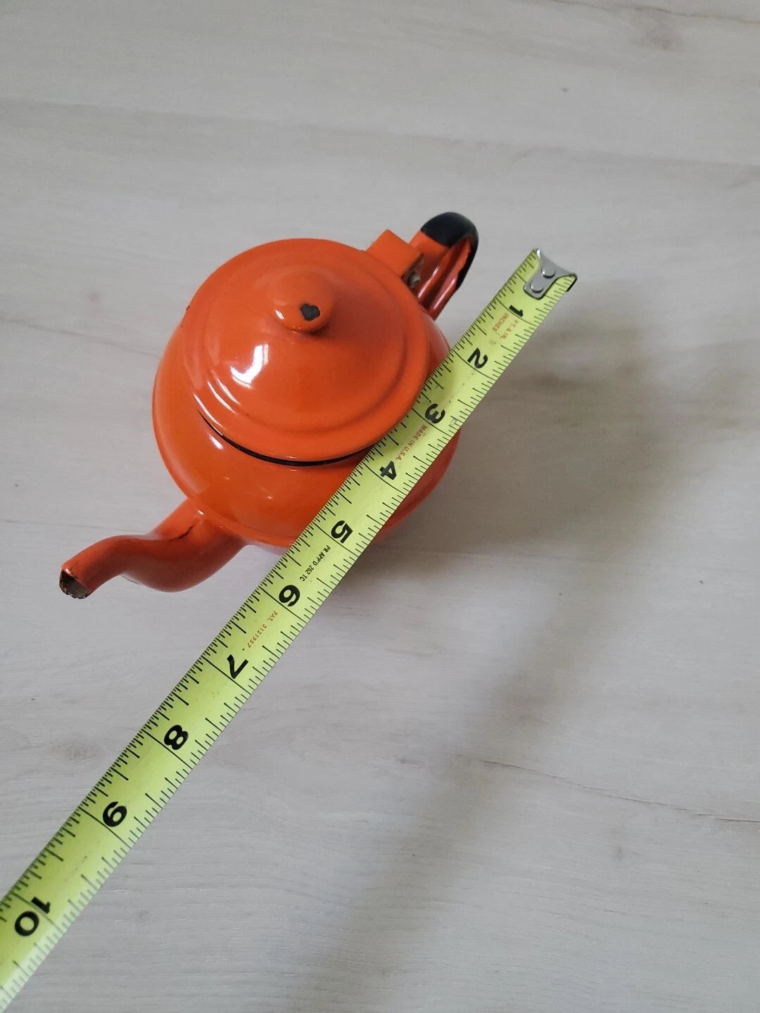 Vintage Orange Black Enamel Ware Small Tea Pot Kettle Knobler Poland | eBay