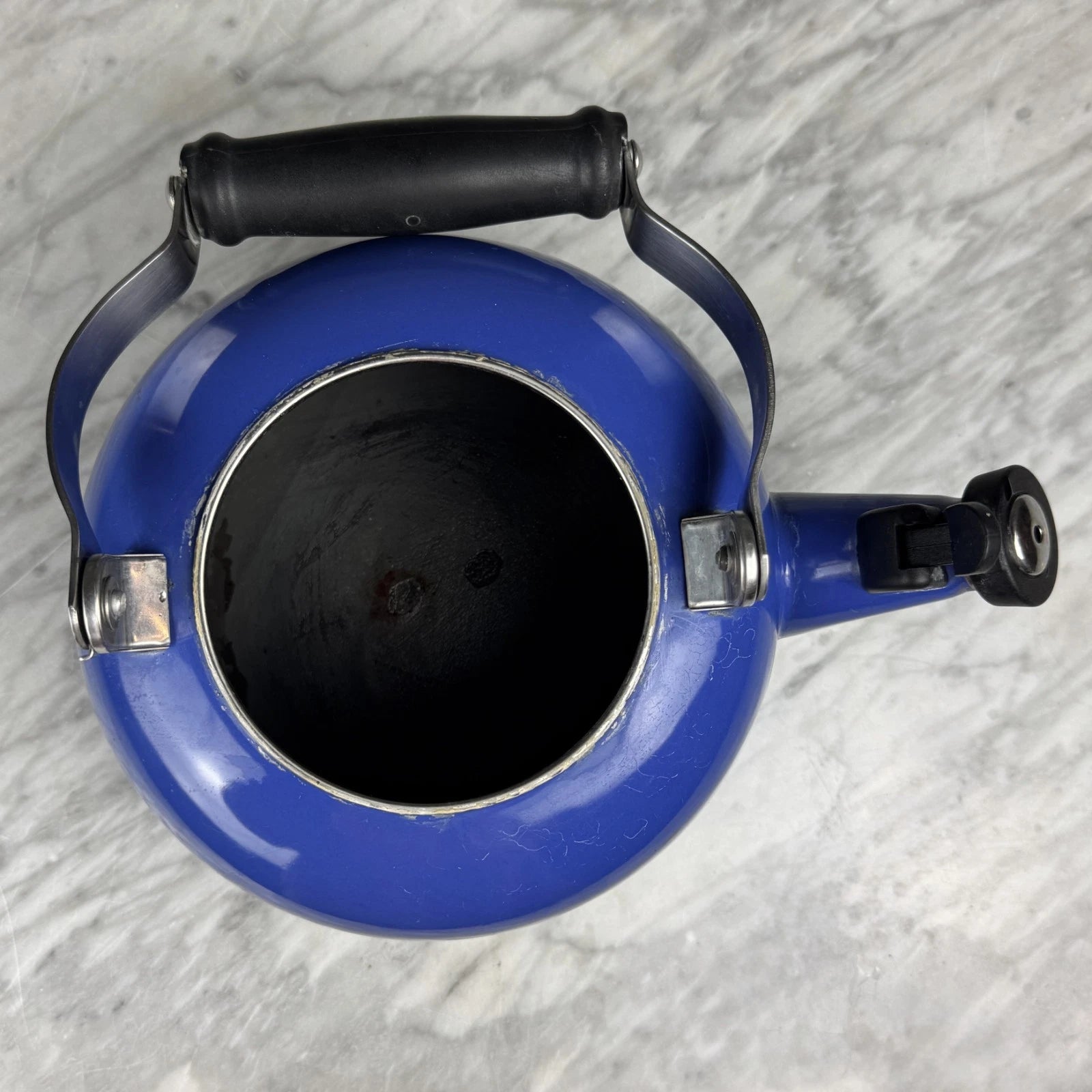 Vintage Le Creuset Whistling Tea Kettle Teapot Enamel Blue 1.7 Qt (1.6L)