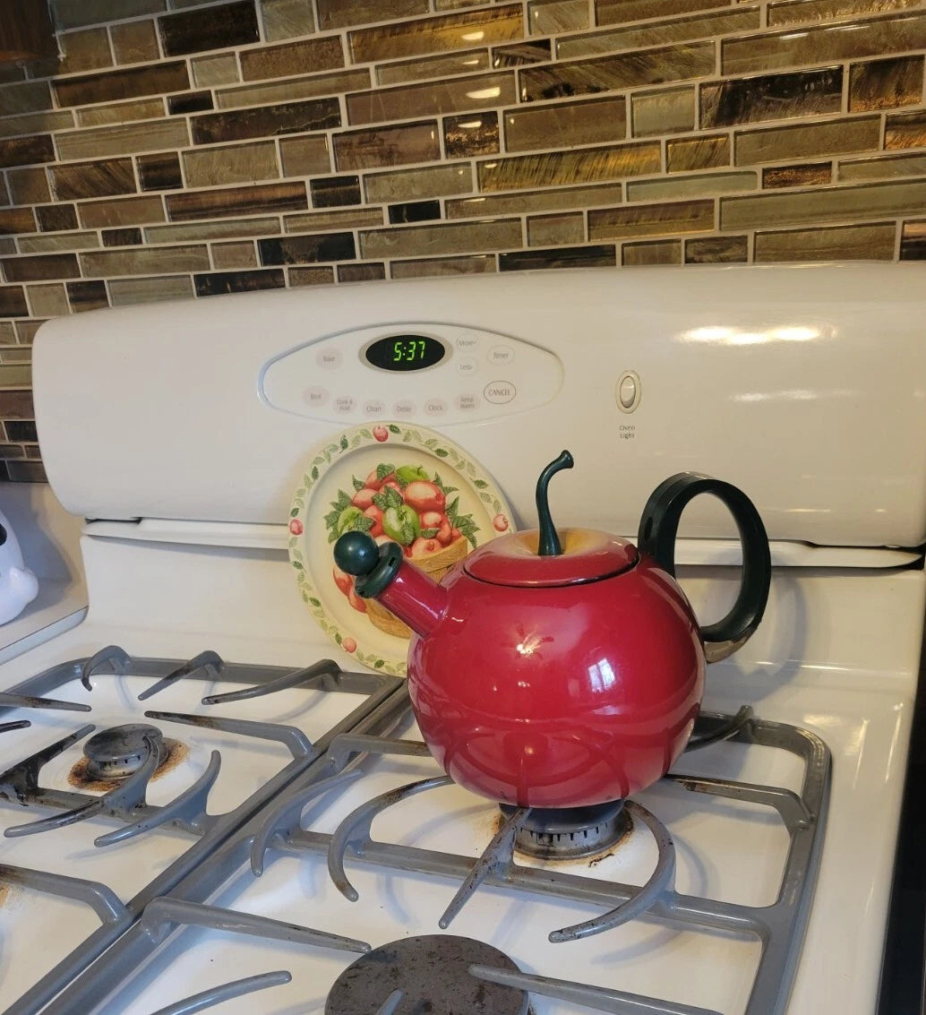 Vintage COPCO Enamel Metal Red Apple Teapot Kettle | eBay
