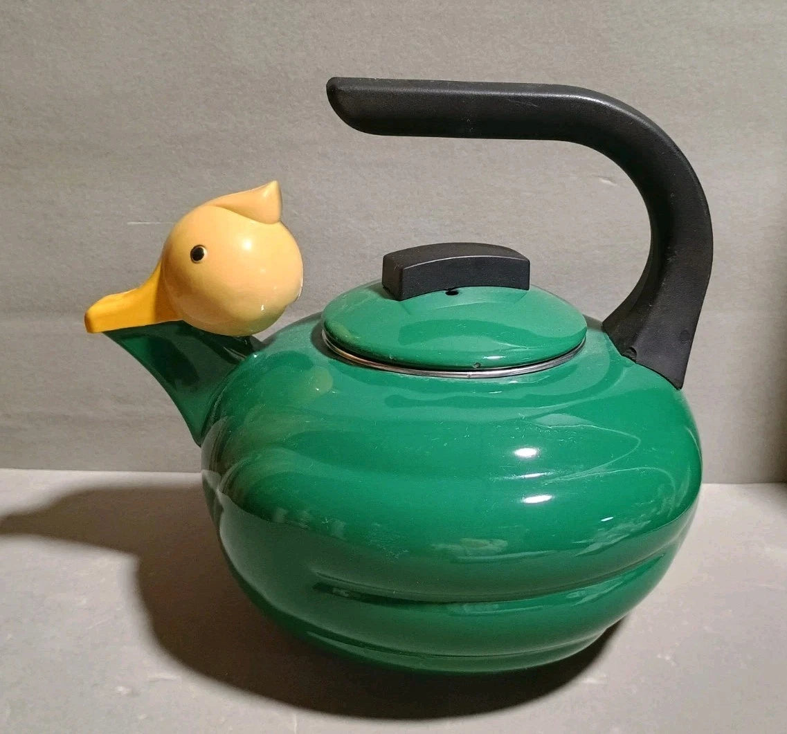 Vintage Kamenstein Green Enamelware Yellow Duck 8" Tea Kettle/Pot Decorative MCM | eBay