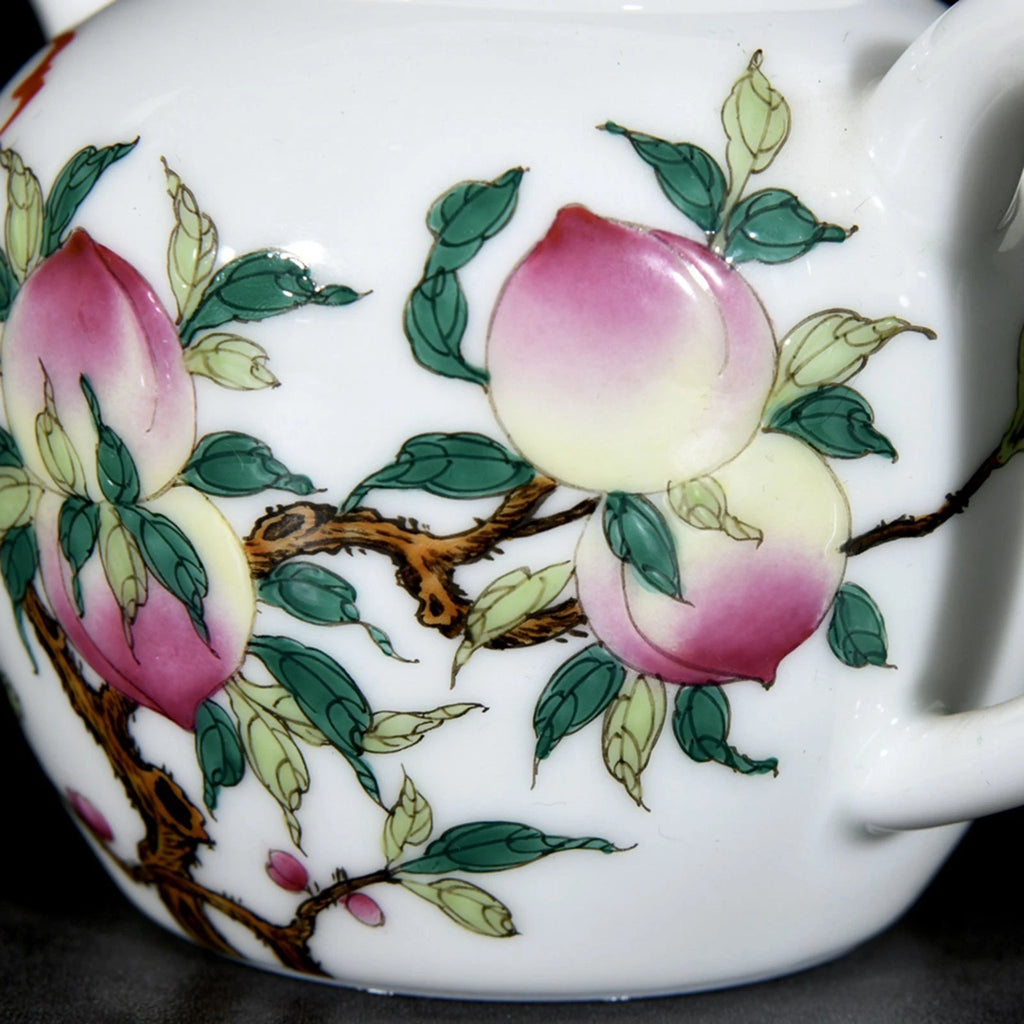 Chinese Enamel  Colour Porcelain HandPainted Peach pattern Teapot 73102