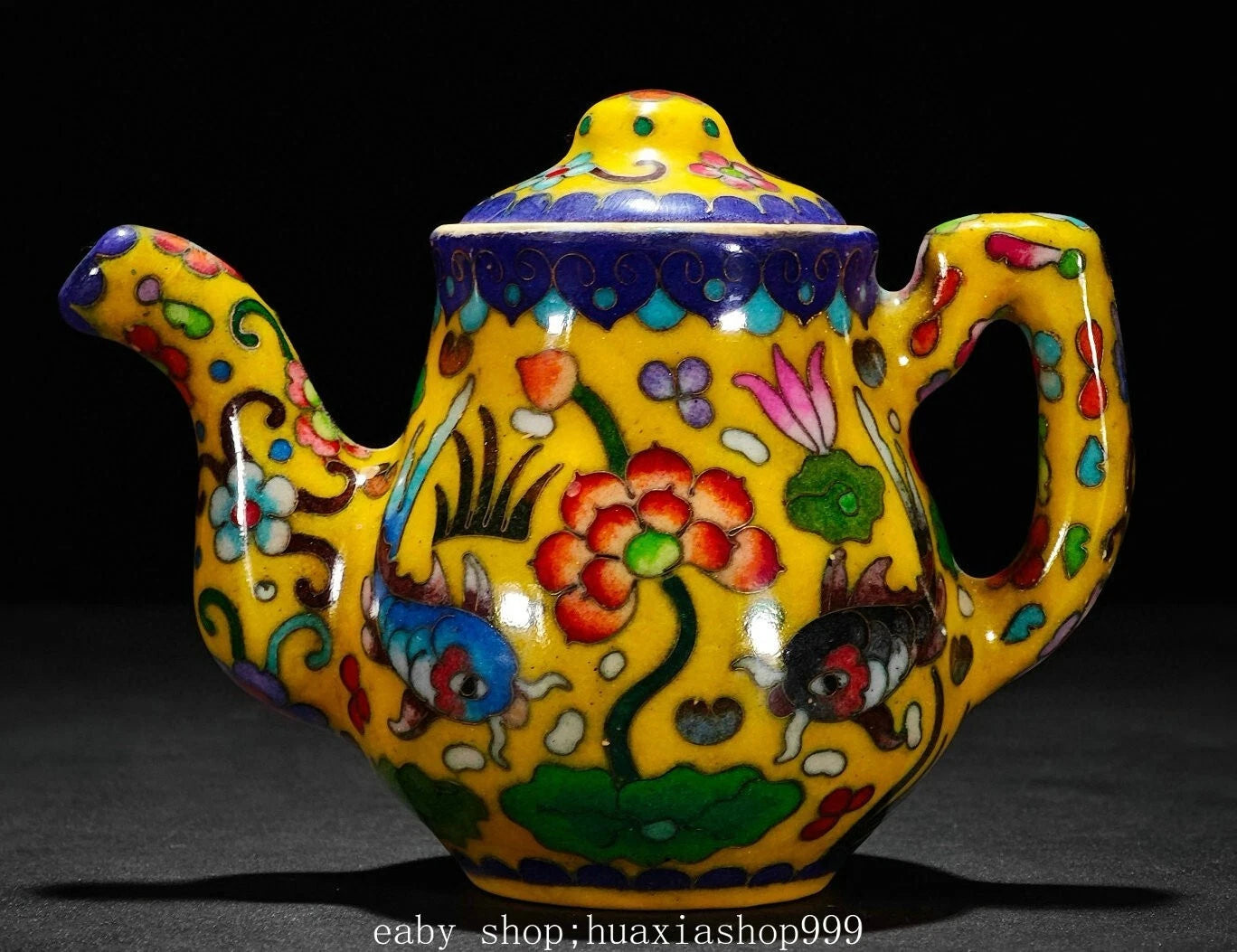 8" Colour Enamel Porcelain Cloisonne Enamel Filigree Fish Teapot Cup Tray Set | eBay
