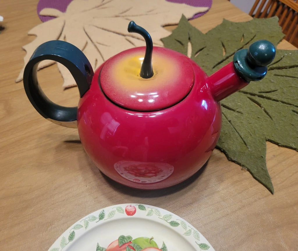 Vintage COPCO Enamel Metal Red Apple Teapot Kettle | eBay