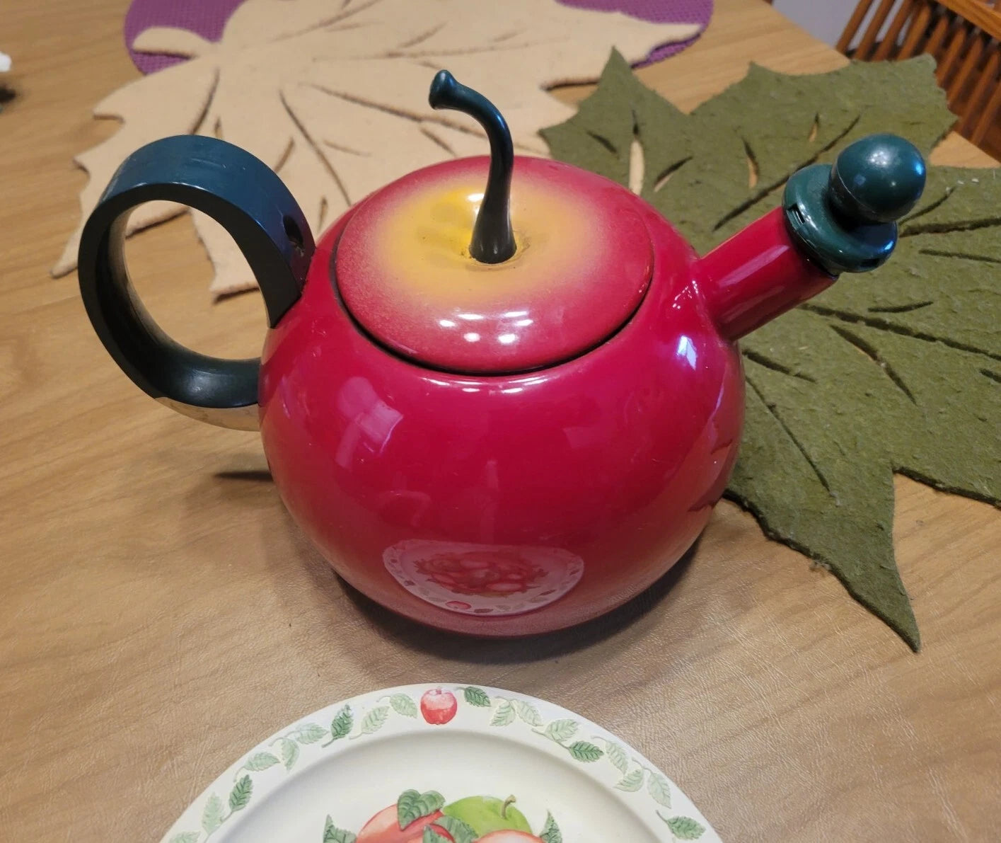 Vintage COPCO Enamel Metal Red Apple Teapot Kettle | eBay