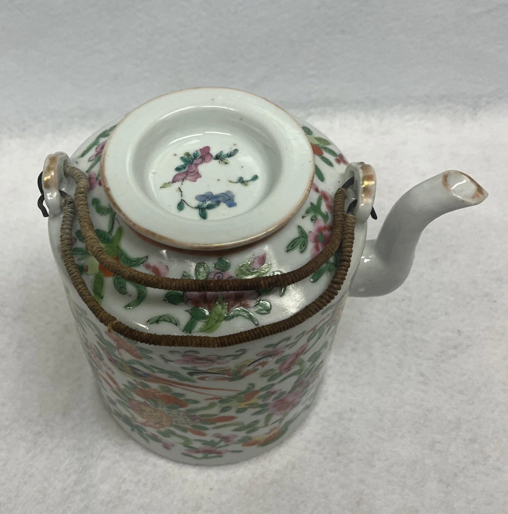 Antique Chinese Famille Rose Porcelain Teapot And Lid Enamel Hand Painted China