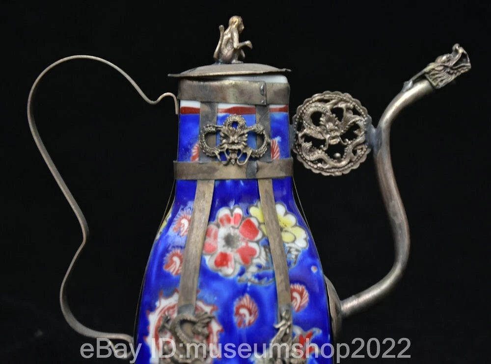5.8 " Old Chinese Copper Enamel Porcelain Dynasty Portable Kettle Teapot Statue | eBay