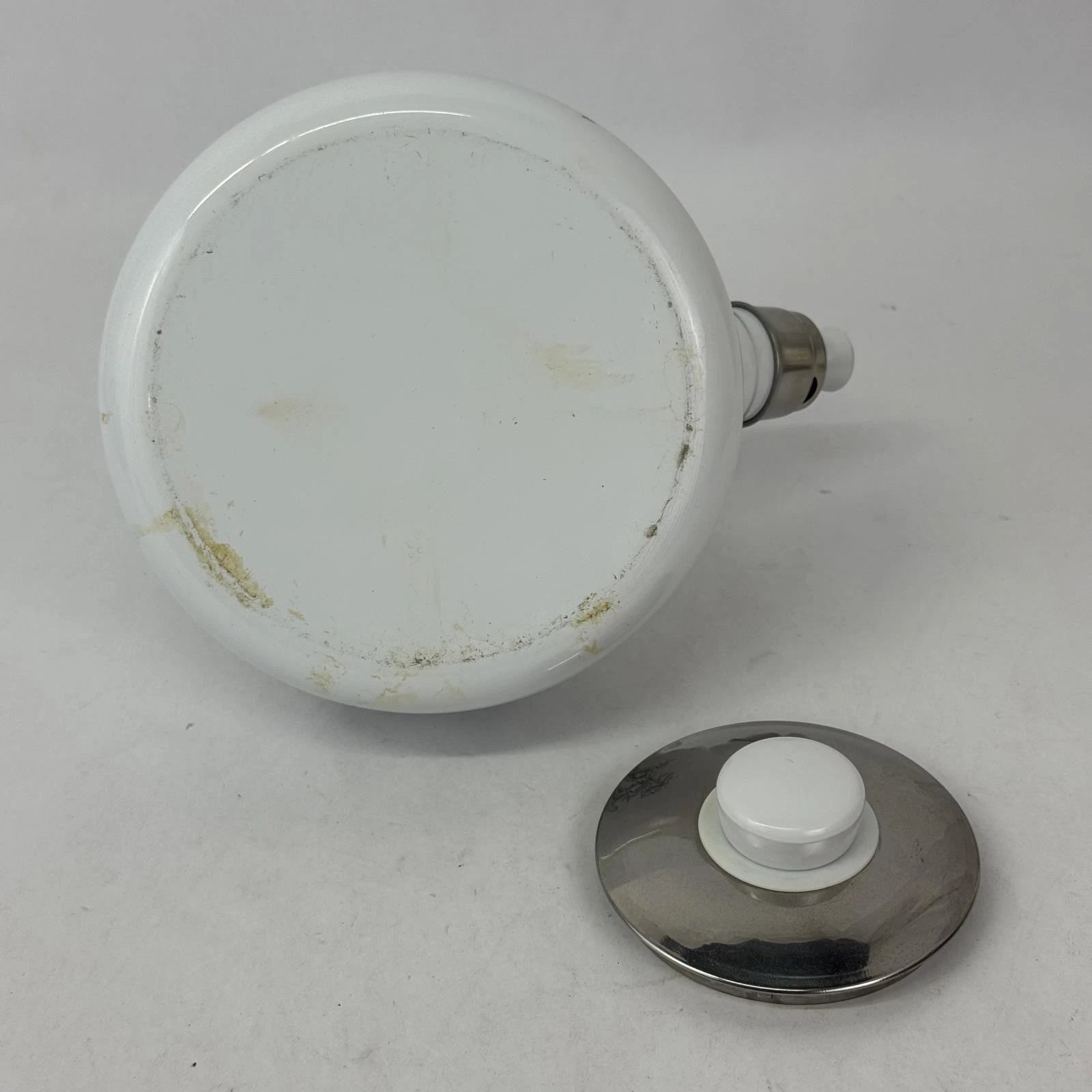 Vintage White Enamelware Whistling Tea Kettle With Blue Floral Pattern | eBay