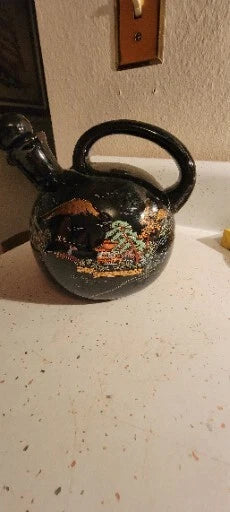 HTF VINTAGE PORCELAIN HANDLED BLK ENAMEL JAPANESE SOY SAUCE TEAPOT CORK RARE | eBay