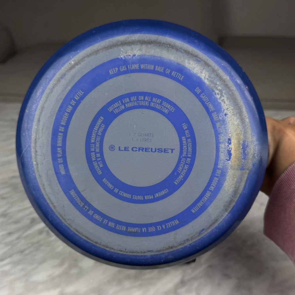Vintage Le Creuset Whistling Tea Kettle Teapot Enamel Blue 1.7 Qt (1.6L)