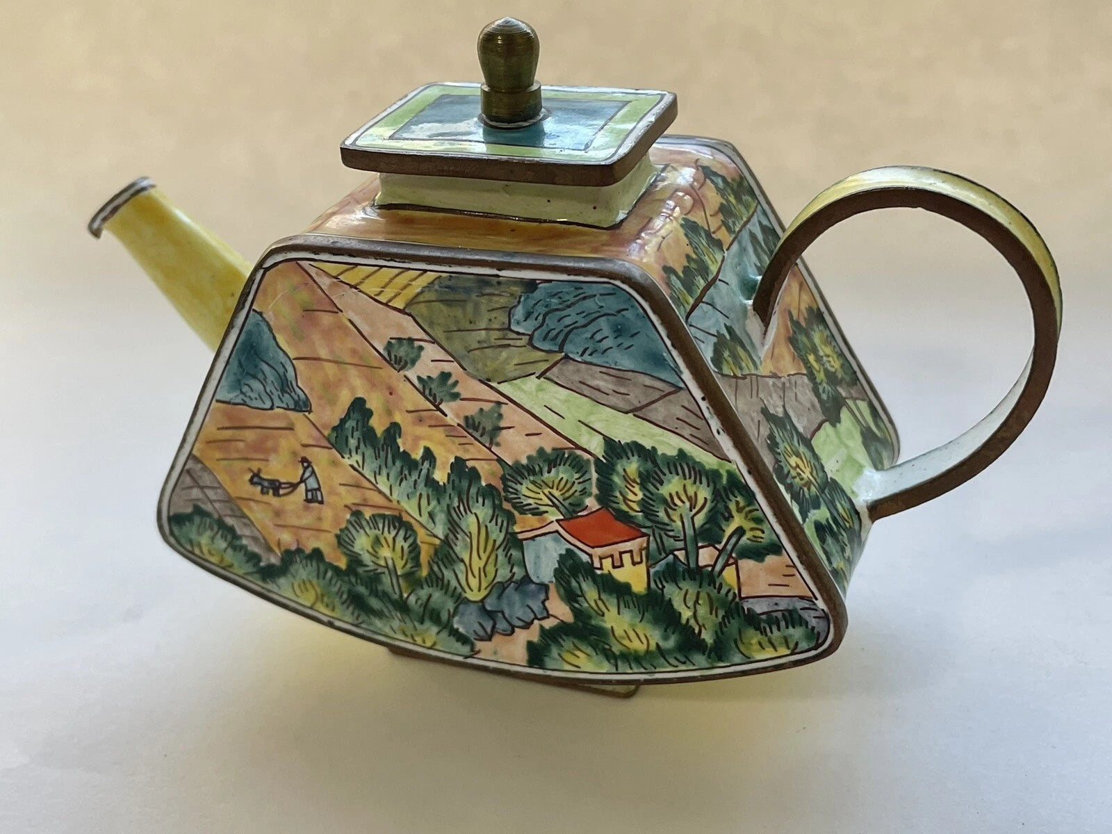 Charlotte Di Vita Enamel Mini Small Teapot Landscape Vincent Van Gogh Vintage | eBay