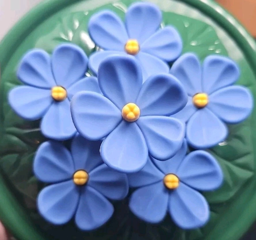 Ancona Enamel Tea Kettle Blue Flowers A Potted Plant Vintage SEE PICTURES & READ | eBay