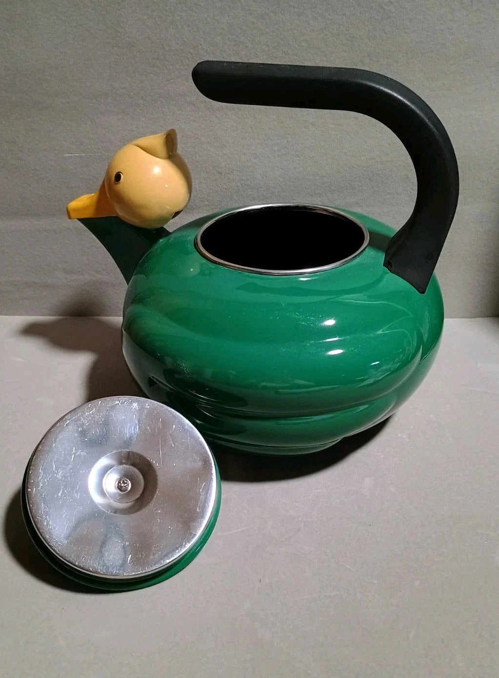 Vintage Kamenstein Green Enamelware Yellow Duck 8" Tea Kettle/Pot Decorative MCM | eBay