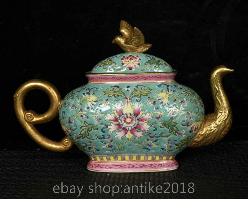 7.8 " Yongzheng Marked China Colour Enamel Porcelain Gilt Dynasty Flower Teapot | eBay