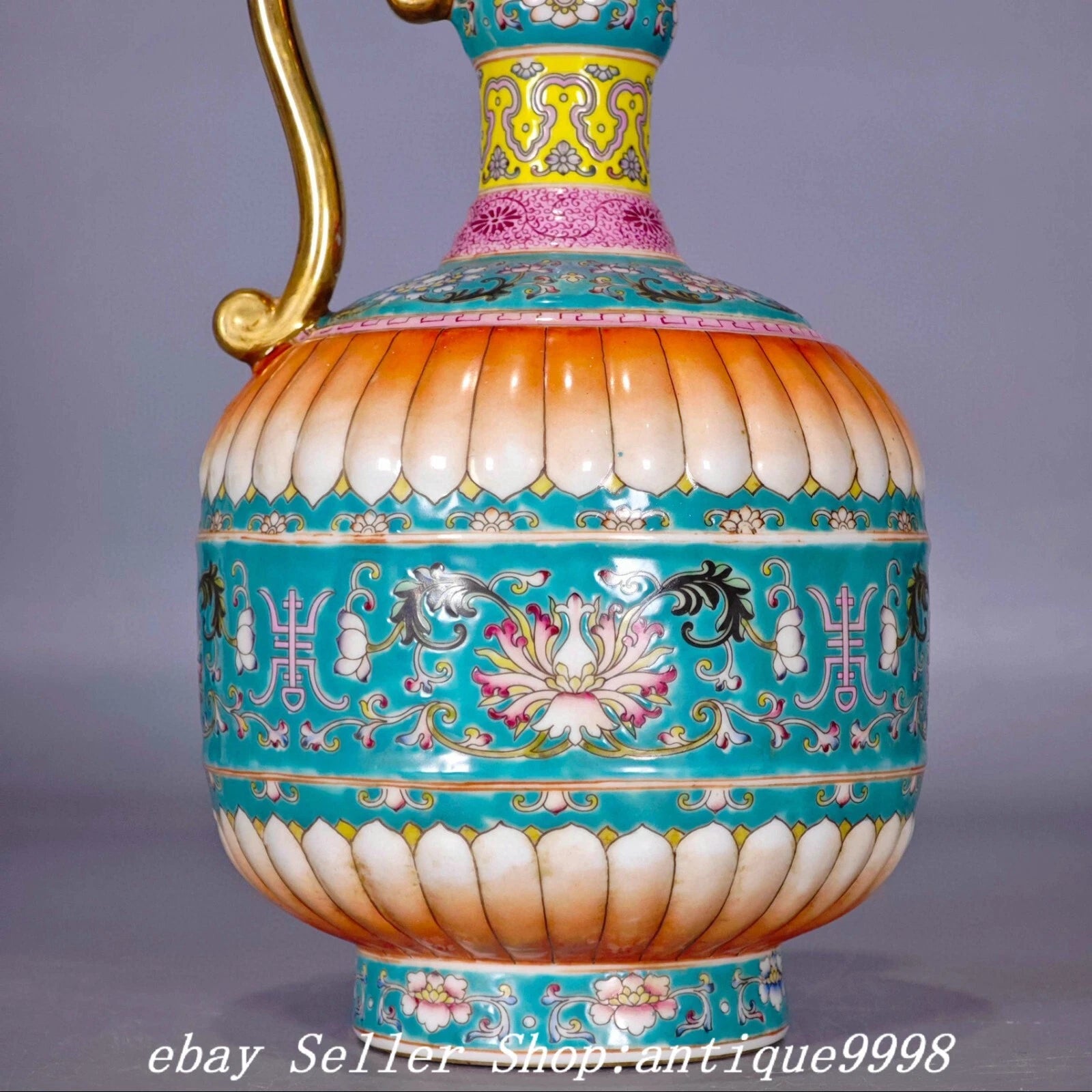11.8''Old Qing Dynasty Enamel Color Porcelain Gold Flower Wine Tea Pot Flagon | eBay