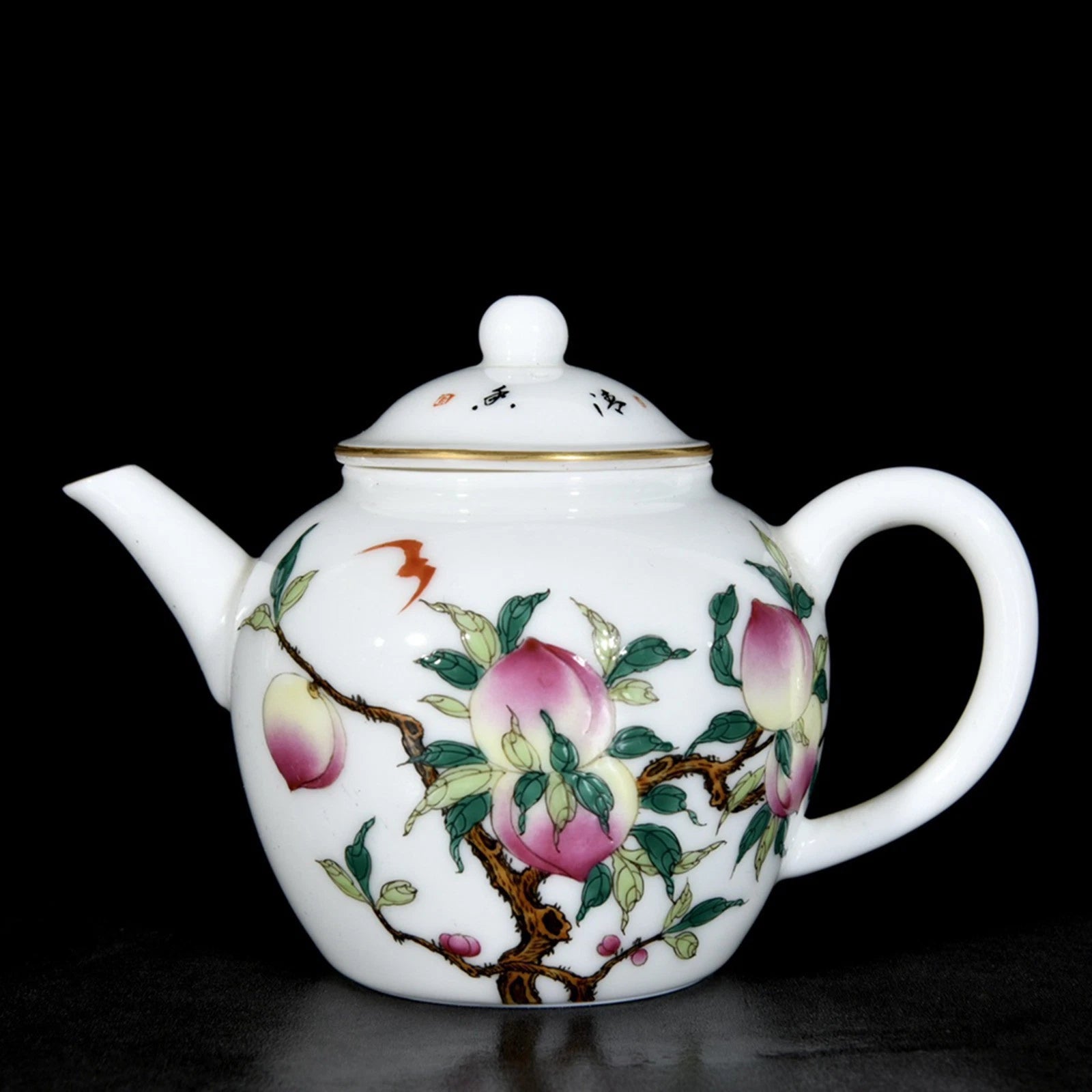 Chinese Enamel  Colour Porcelain HandPainted Peach pattern Teapot 73102