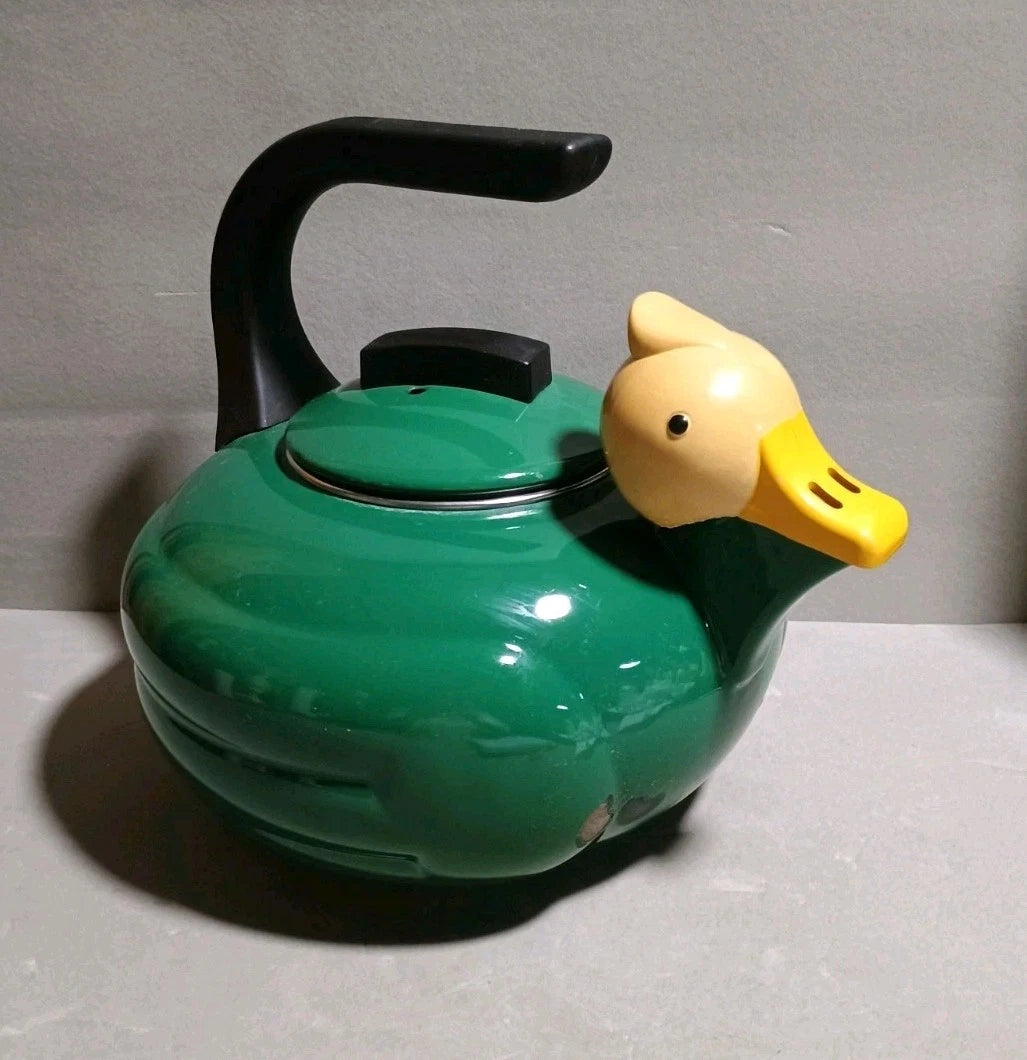 Vintage Kamenstein Green Enamelware Yellow Duck 8" Tea Kettle/Pot Decorative MCM | eBay