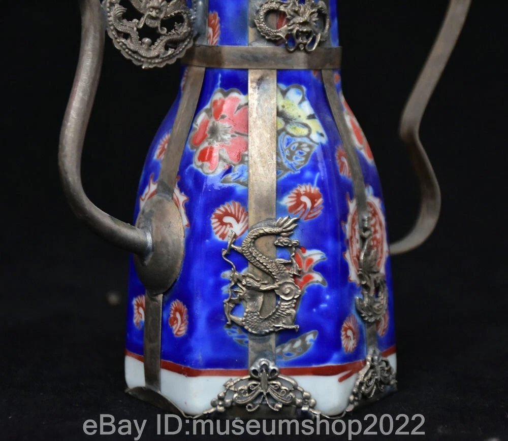 5.8 " Old Chinese Copper Enamel Porcelain Dynasty Portable Kettle Teapot Statue | eBay