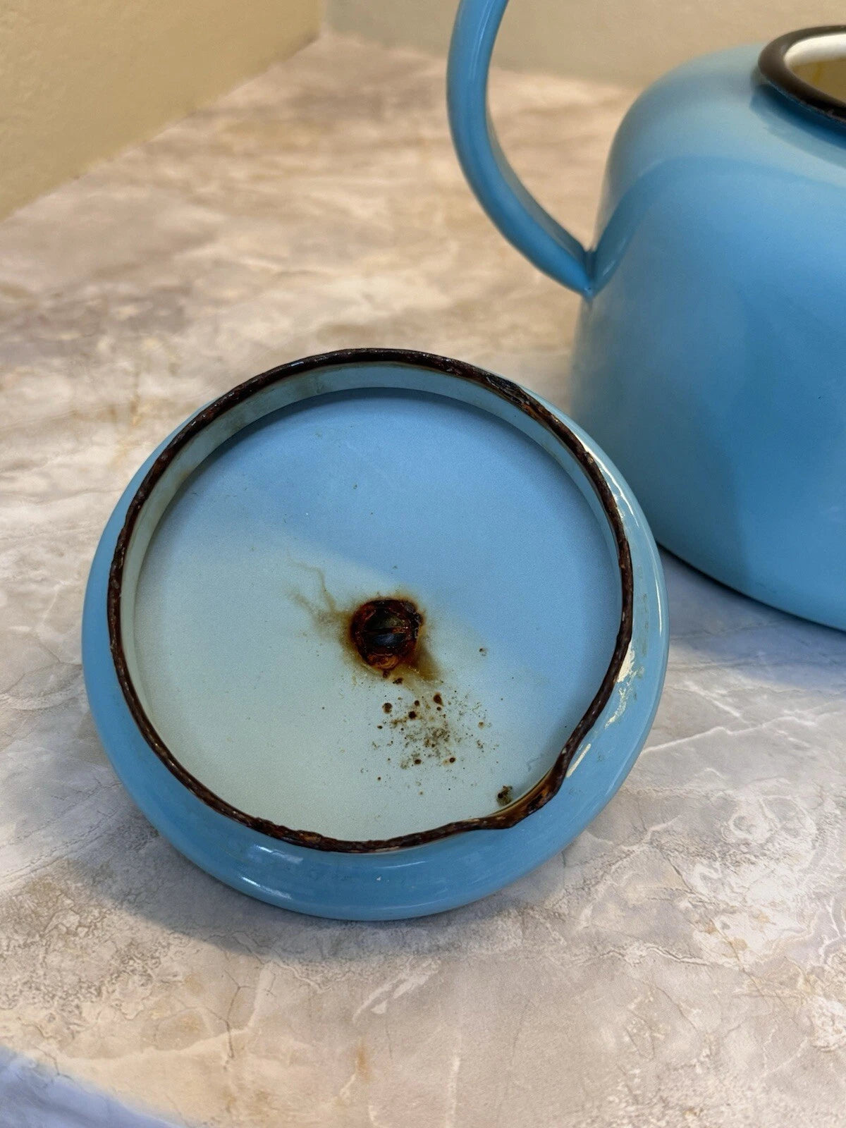 Aubecq Vintage Blue Enamel Teapot made in France | eBay
