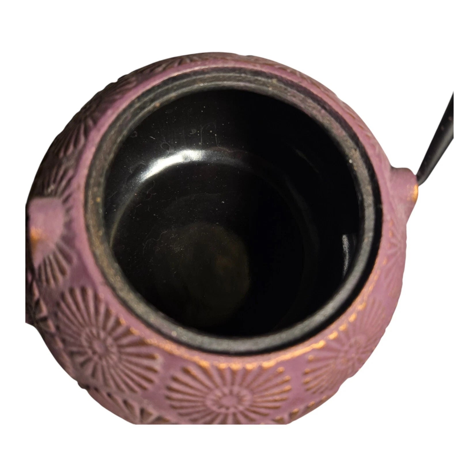 Purple and Gold Flower Cast Iron Teapot Black Enamel Interior 5.5 in | eBay