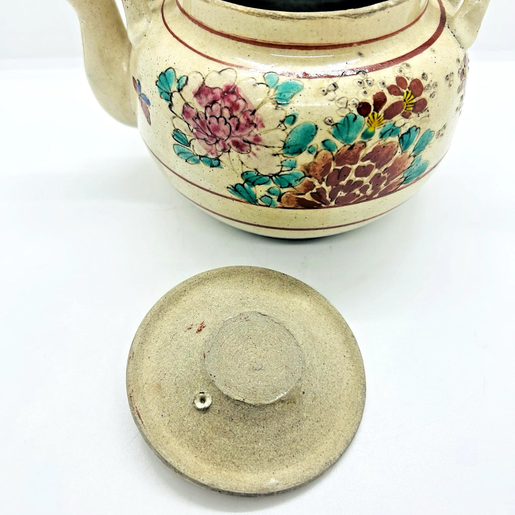 Antique Japanese Yellow Ware Ceramic Famille Rose Raised Enamel Teapot | eBay