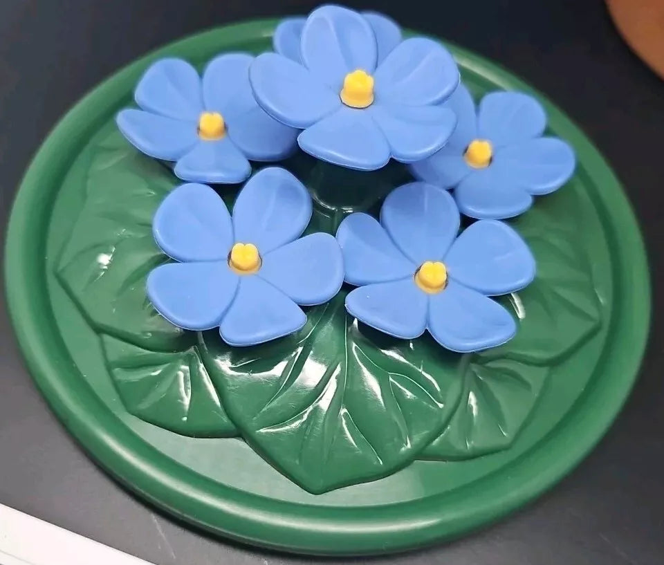 Ancona Enamel Tea Kettle Blue Flowers A Potted Plant Vintage SEE PICTURES & READ | eBay
