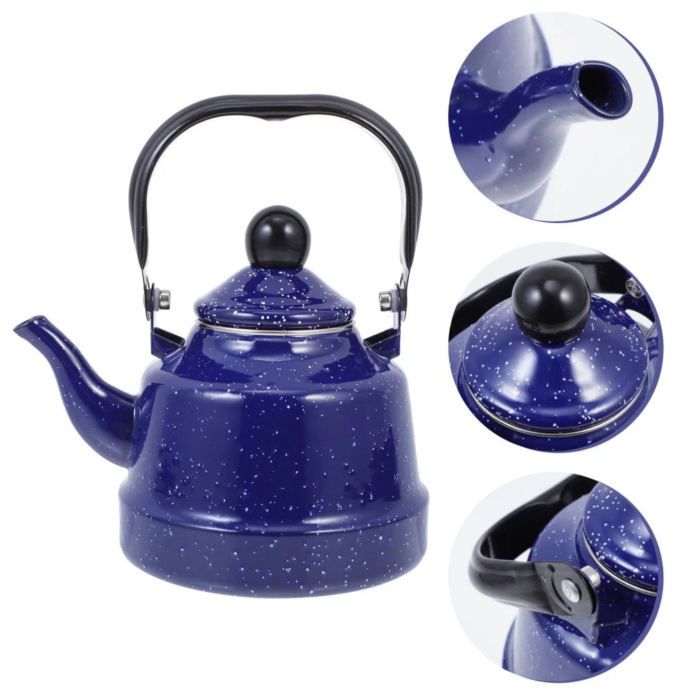 Kettle Retro Floral Pattern Teapot Vintage Enamel Office Porcelain