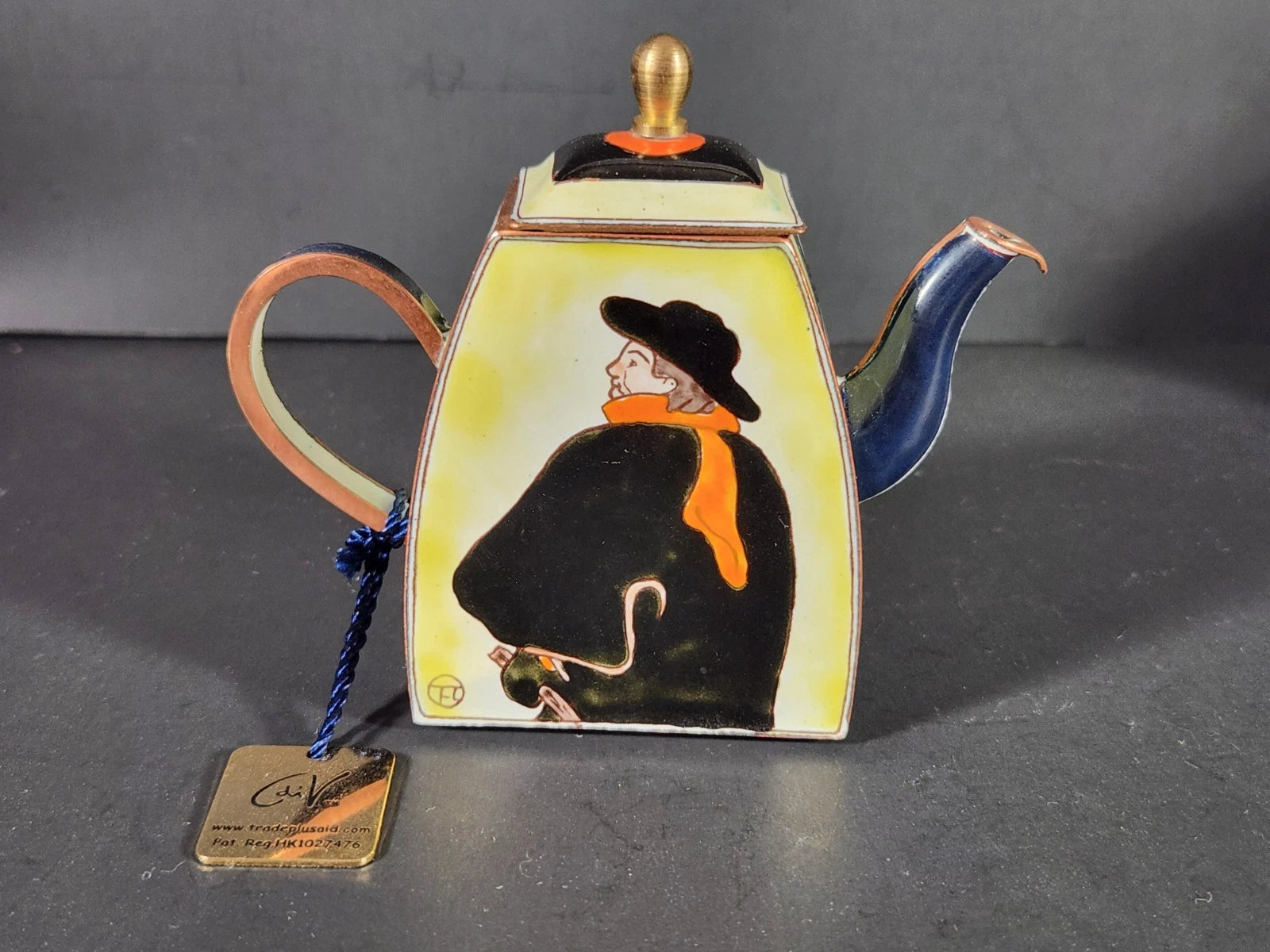 Charlotte Di Vita Enamel Teapot Toulouse Lautrec's Aristide Bruant 3" | eBay