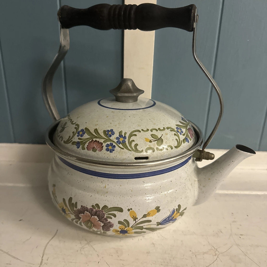 VTG ASTA Tea Kettle Tea Pot Enamel Ware Floral Pattern 9.5" Made in Germany | eBay