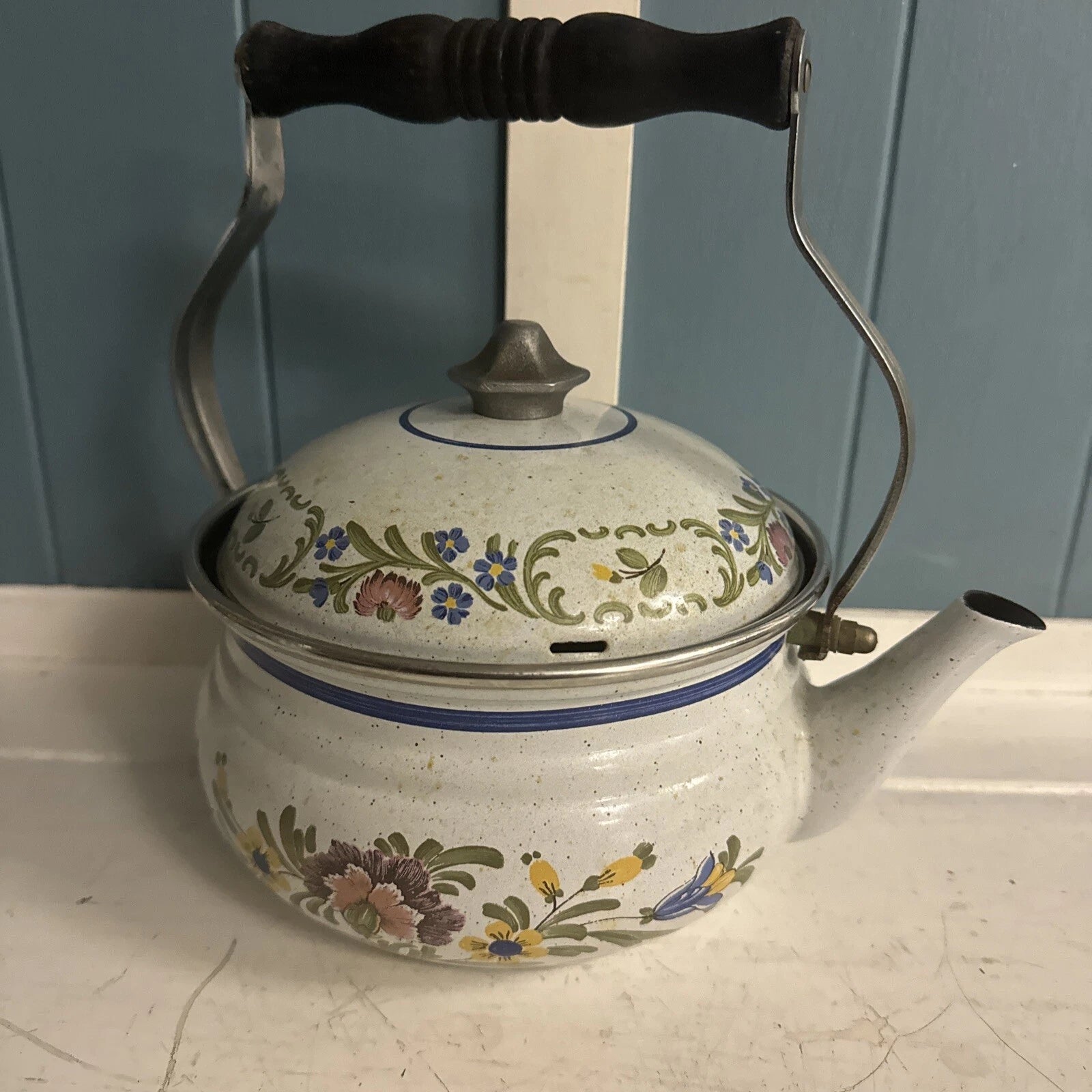 VTG ASTA Tea Kettle Tea Pot Enamel Ware Floral Pattern 9.5" Made in Germany | eBay