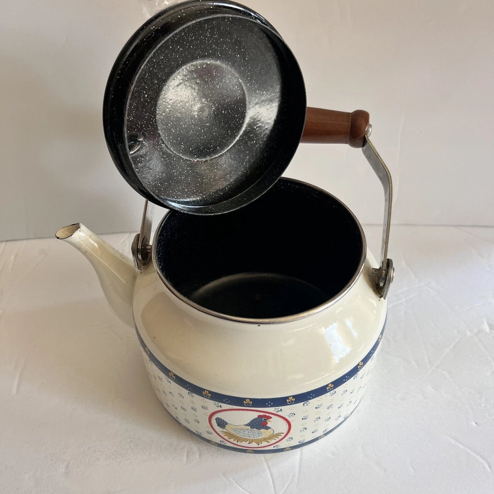 Vintage Enamel Kettle Country Hen Teapot | eBay