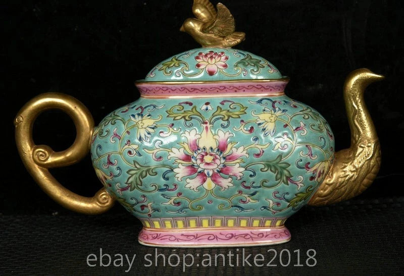 7.8 " Yongzheng Marked China Colour Enamel Porcelain Gilt Dynasty Flower Teapot | eBay