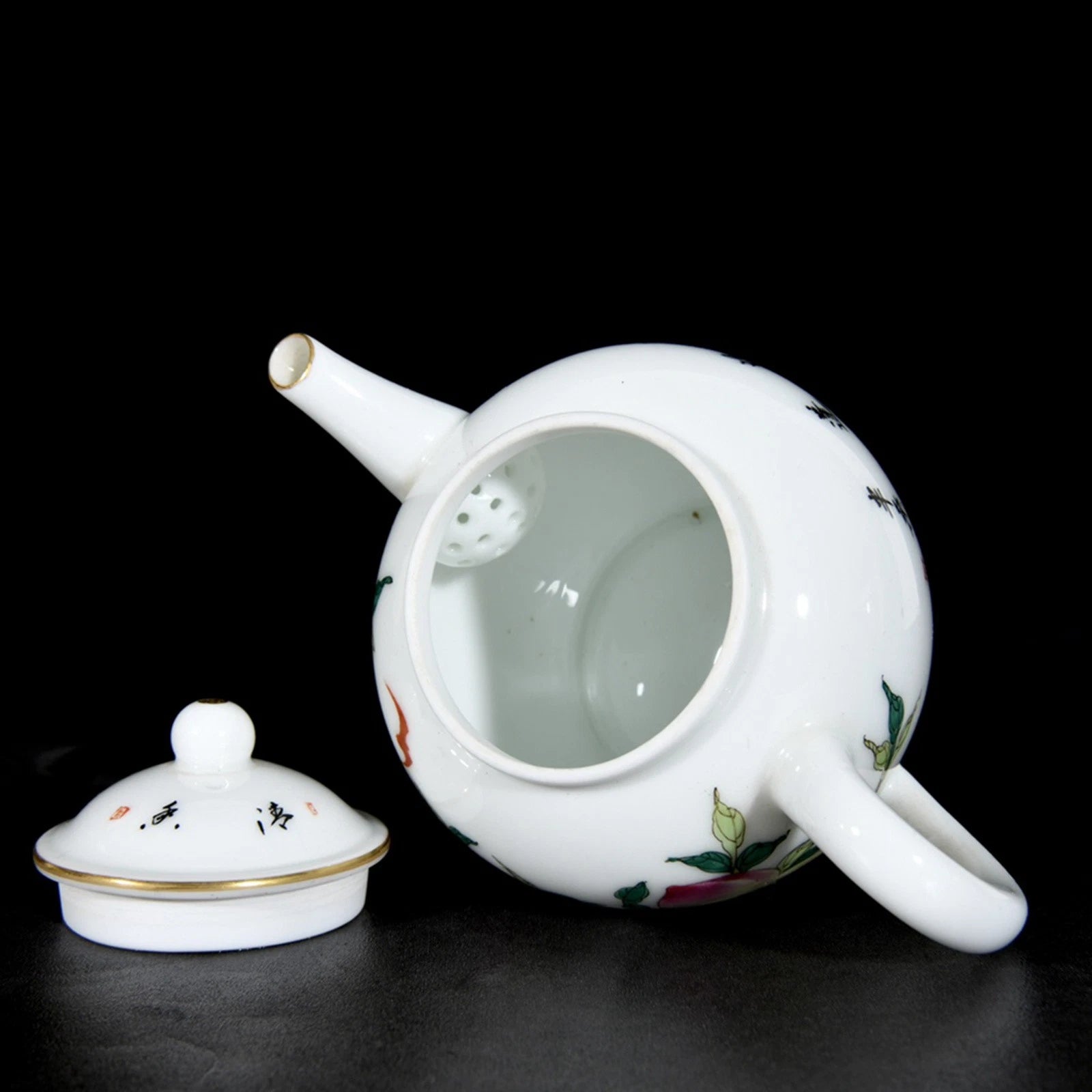 Chinese Enamel Colour Porcelain HandPainted Peach pattern Teapot 73102 | eBay