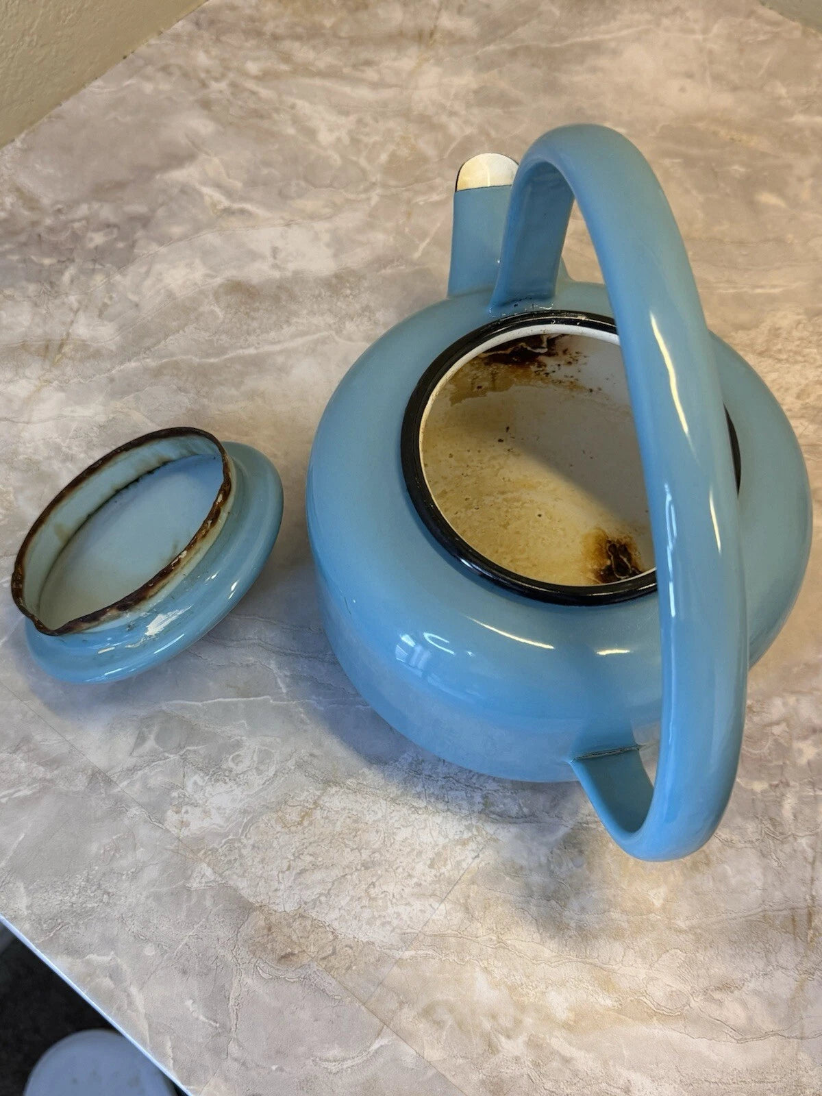 Aubecq Vintage Blue Enamel Teapot made in France | eBay