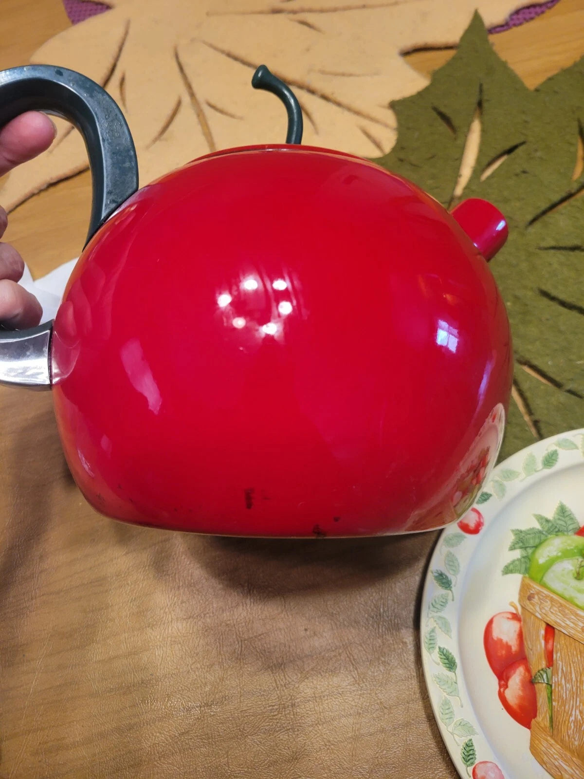 Vintage COPCO Enamel Metal Red Apple Teapot Kettle | eBay