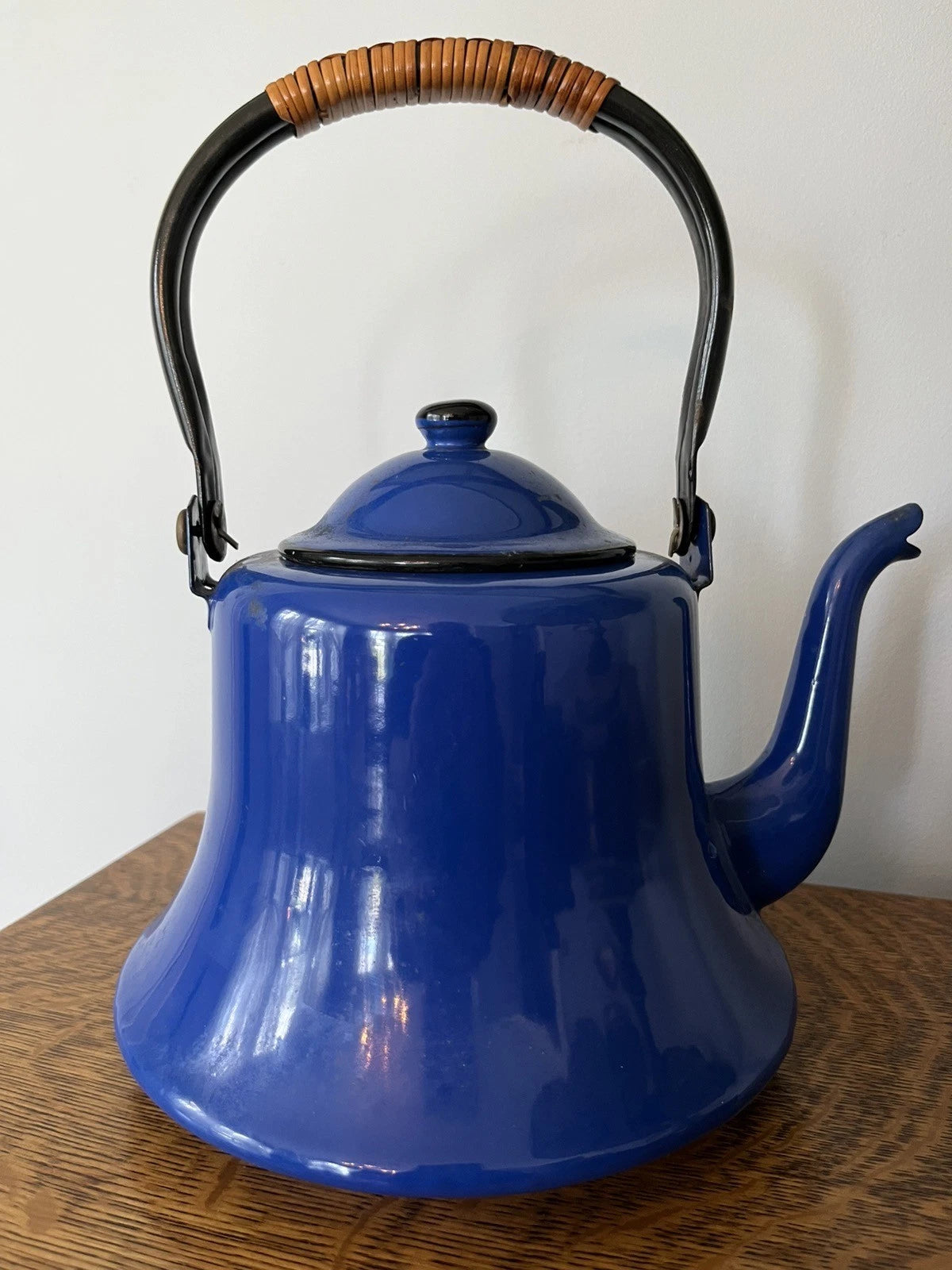Vintage Dark Blue Enamelware Tea Kettle MCM Japan Enamel Teapot Decor | eBay