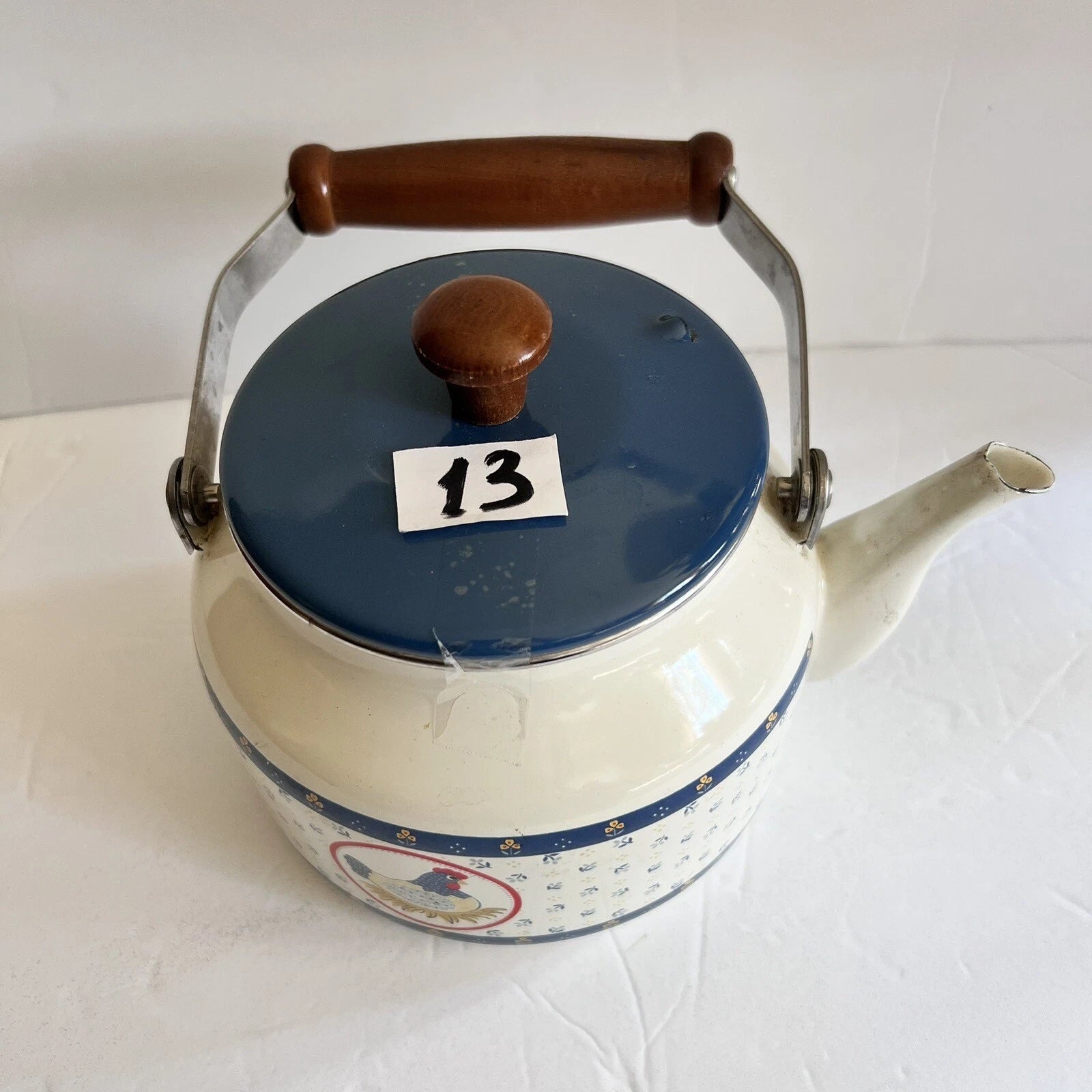 Vintage Enamel Kettle Country Hen Teapot | eBay