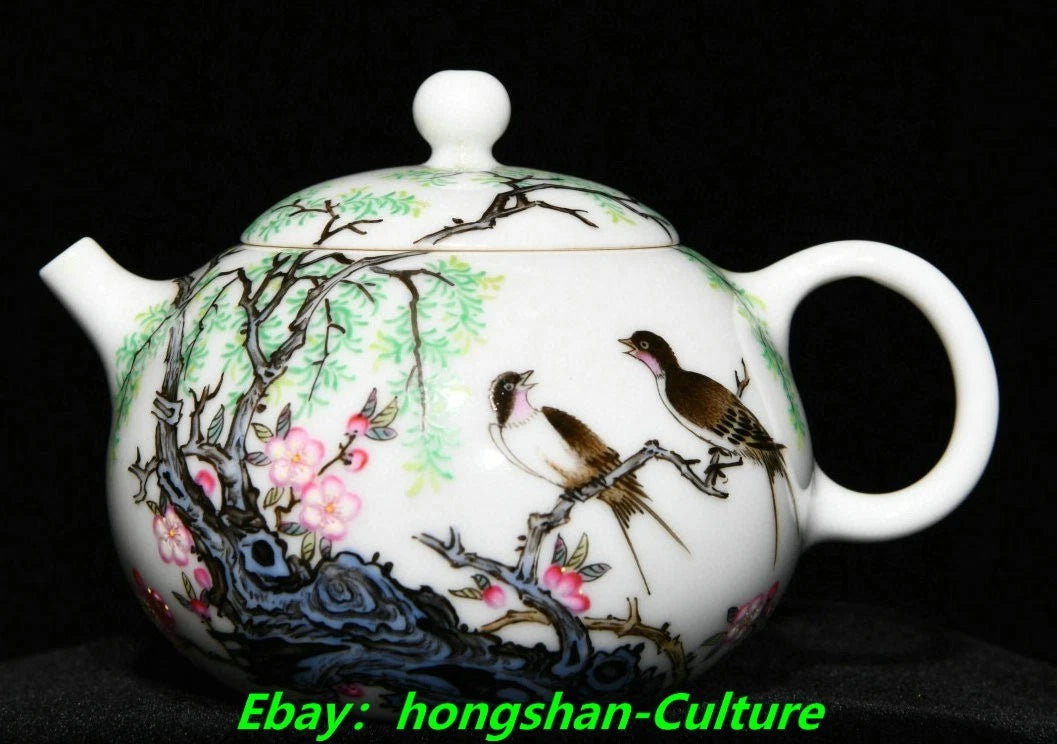 2.8" Yongzheng Dynasty Colour Enamel Porcelain Tree Flower Bird Lid Teapot Pot | eBay