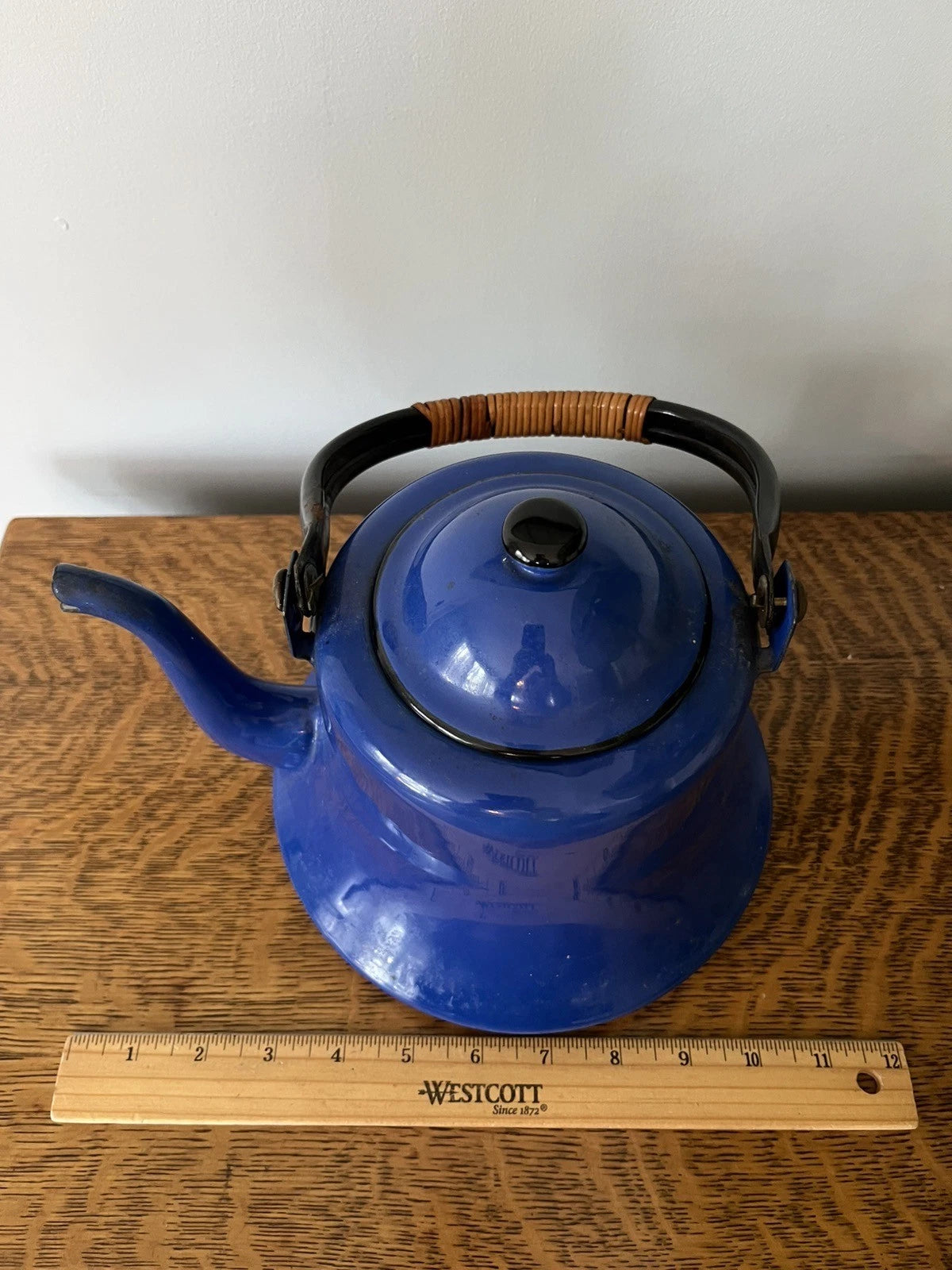 Vintage Dark Blue Enamelware Tea Kettle MCM Japan Enamel Teapot Decor | eBay