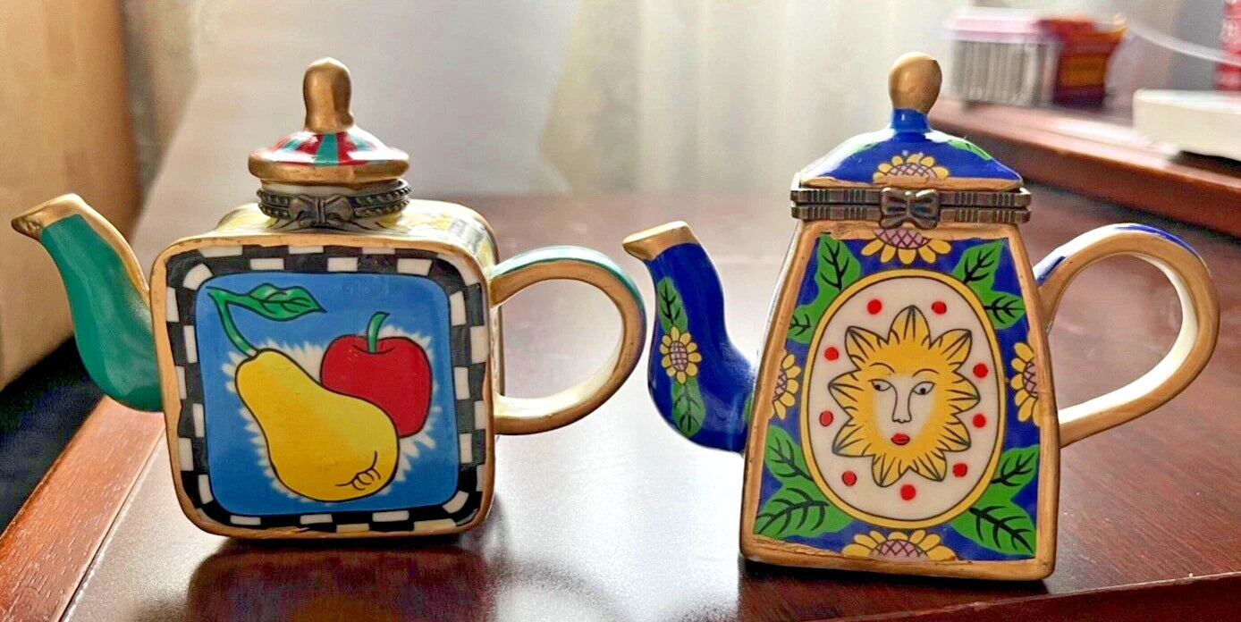 Porcelain Enamel Teapot Trinket Set | eBay