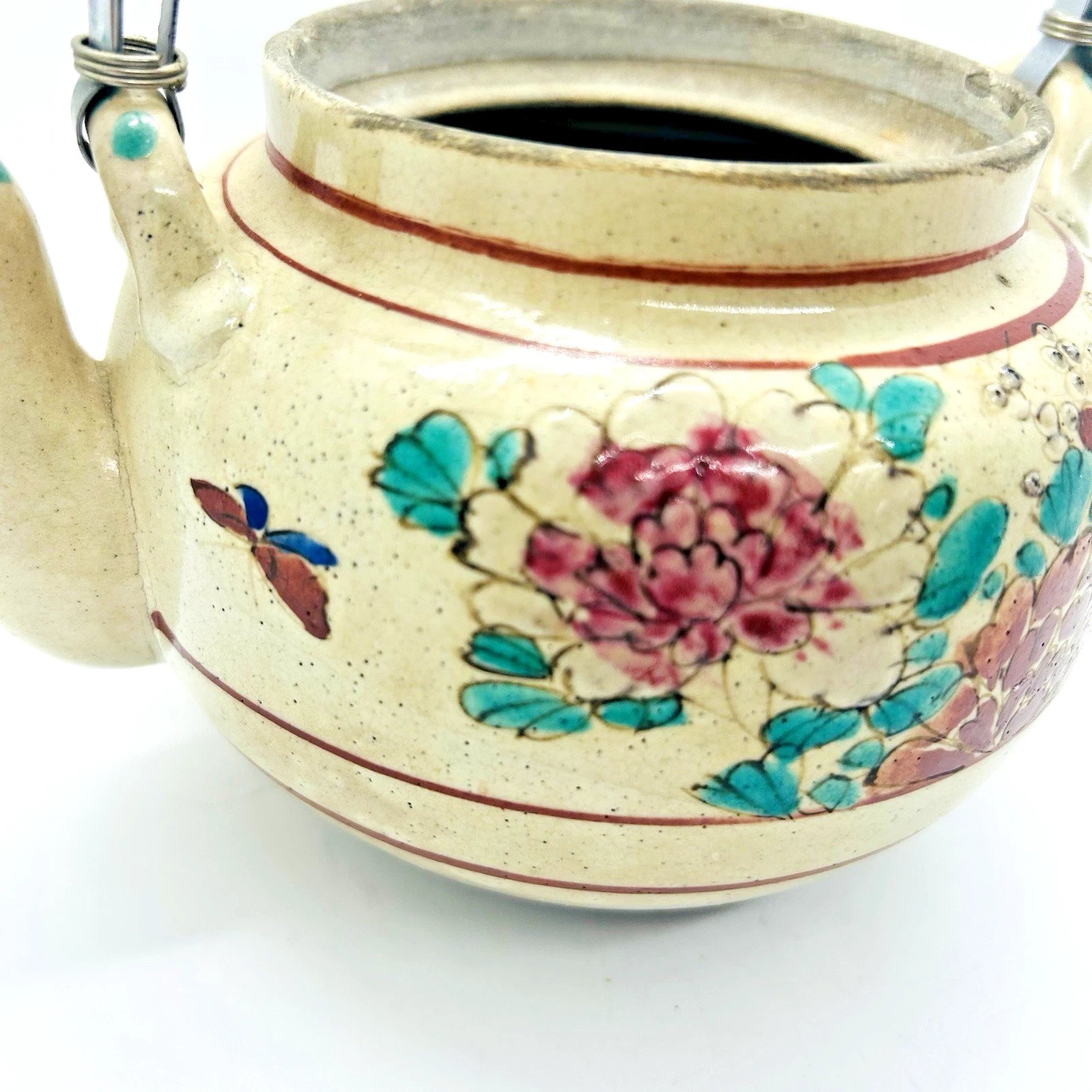Antique Japanese Yellow Ware Ceramic Famille Rose Raised Enamel Teapot | eBay