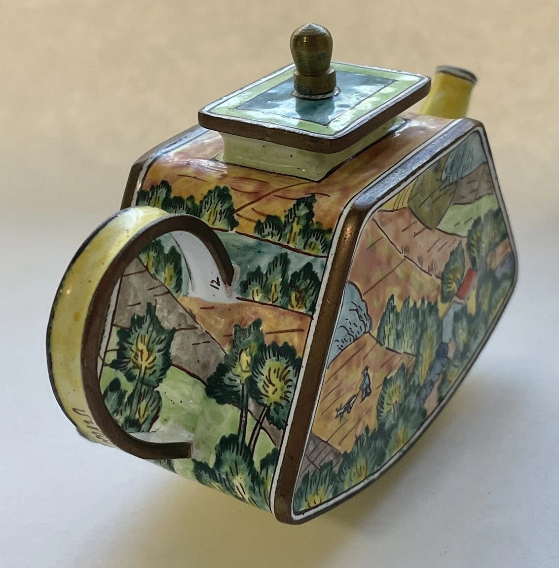 Charlotte Di Vita Enamel Mini Small Teapot Landscape Vincent Van Gogh Vintage | eBay