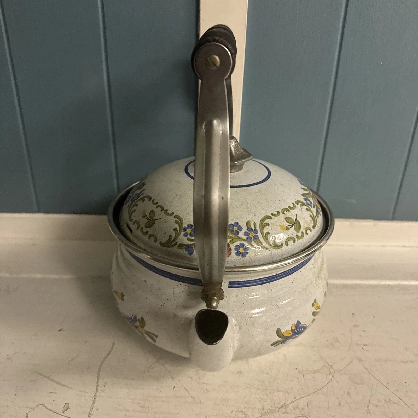 VTG ASTA Tea Kettle Tea Pot Enamel Ware Floral Pattern 9.5" Made in Germany | eBay