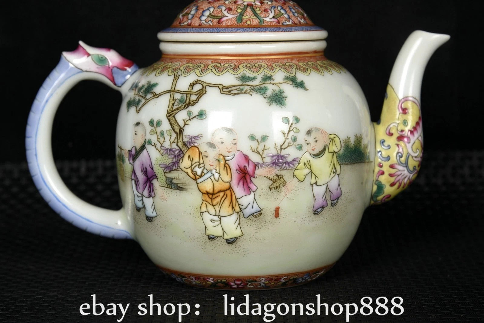 6.2" Qianlong Marked Enamel Porcelain Gilt Human Child Pattern Wine Teapot | eBay