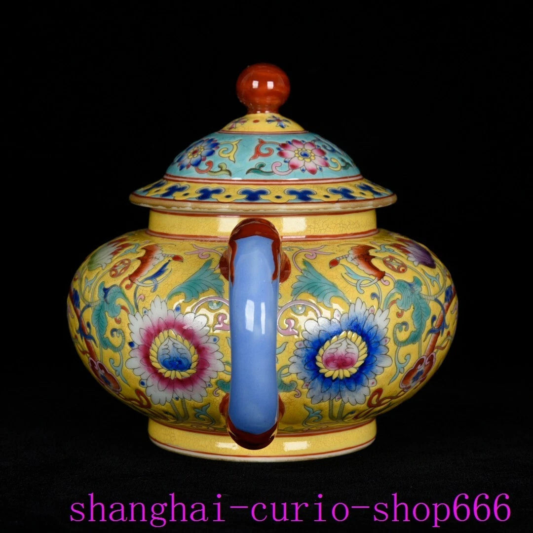 8"China Qing Dynasty Yongzheng enamel porcelain fushou ruyi grain Tea set Teapot | eBay