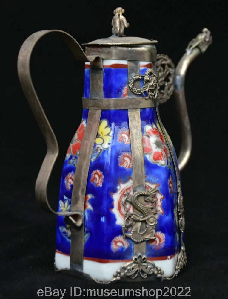 5.8 " Old Chinese Copper Enamel Porcelain Dynasty Portable Kettle Teapot Statue | eBay