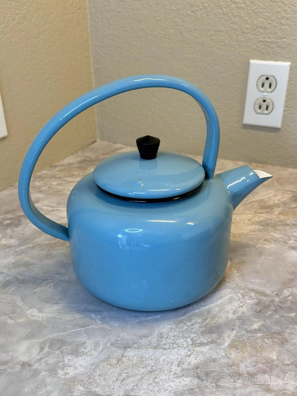 Aubecq Vintage Blue Enamel Teapot made in France | eBay