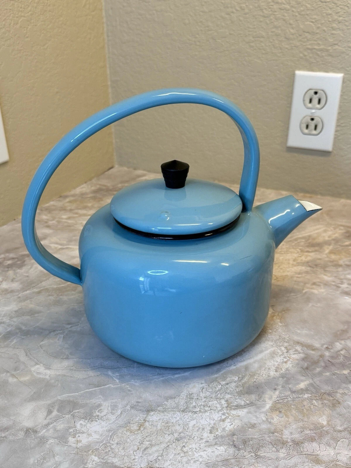 Aubecq Vintage Blue Enamel Teapot made in France | eBay