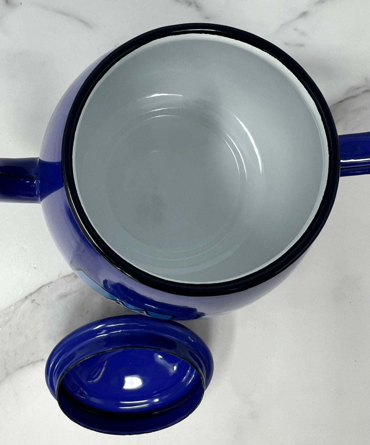 Smaltum Enamelware Teapot Kettle Dog Blue